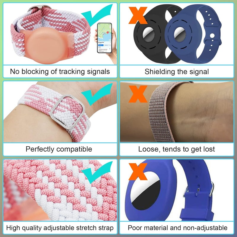 Yizhet Wristband Compatible with Airtag, Adjustable Airtag Bracelet, Soft Airtag Watch Strap for Kids, Teens, Elders - Image 3